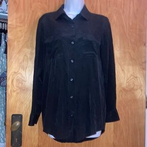 Black DKNY Donna Karan New York Silk Button Up Shirt - Size SP